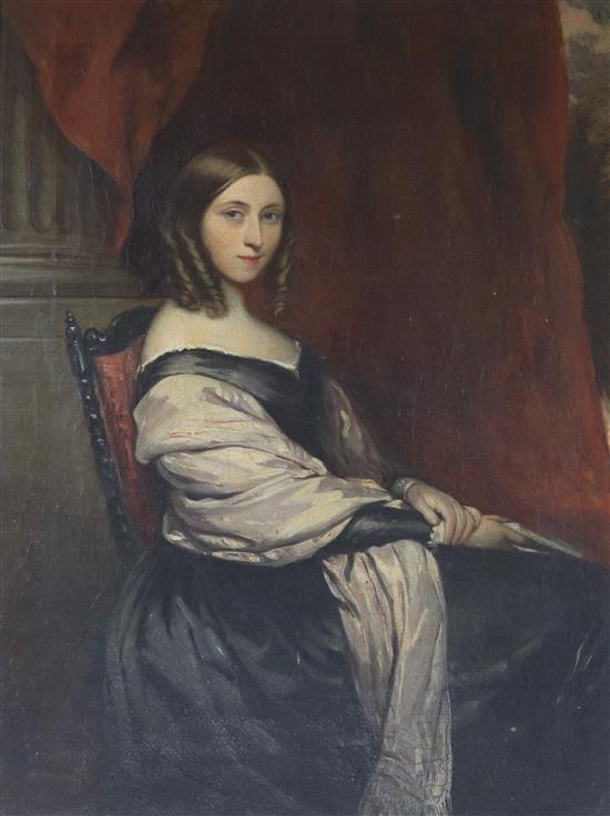 Giovanni Baptista Canevari (Italian, 1789-1876) oil on canvas, portrait of a Eliza Atkinson, youngest daughter of Robert of Joseph Atki